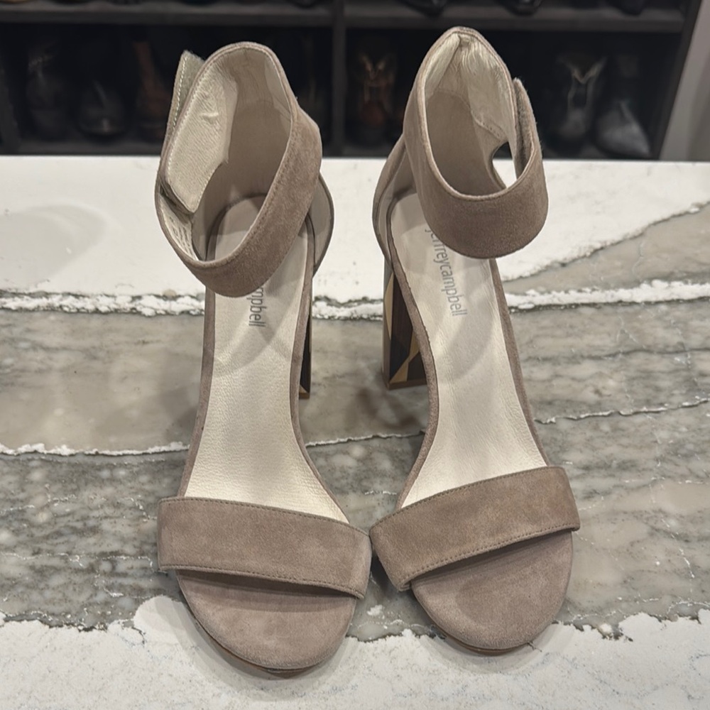 Jeffrey Campbell Cream Heels with Ankle Strap